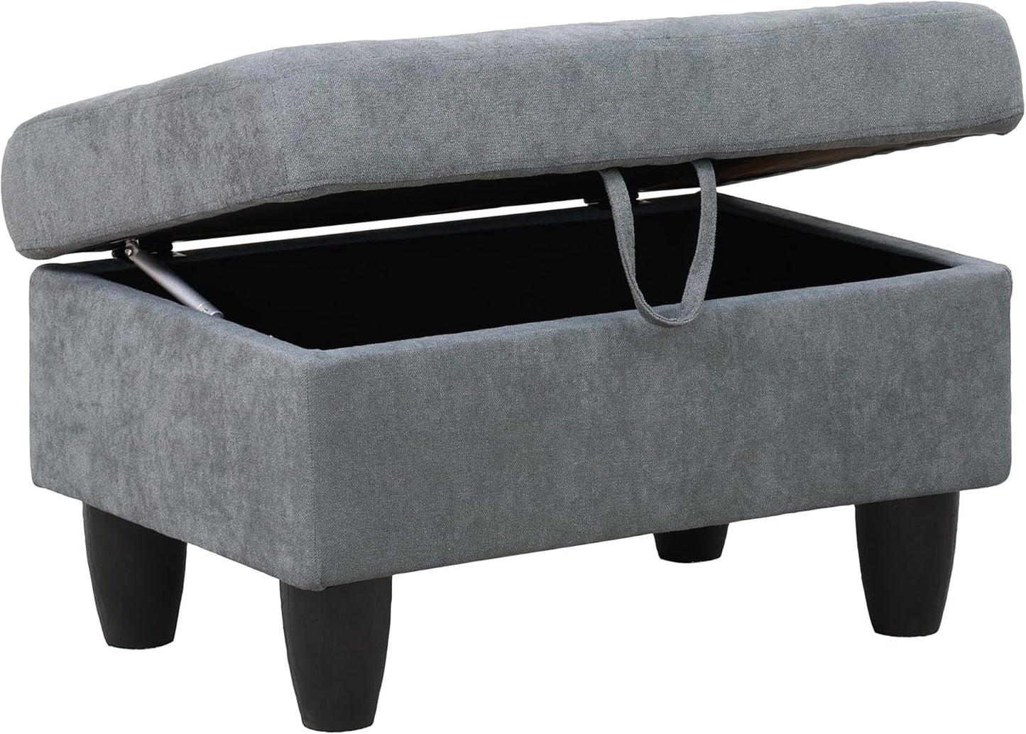 Ottoman Rectangular Storage Ottoman Bench, Flannel Footrest Stool Footstool with Lid for Living Room, Bedroom, Entryway, Dark Gray, 28.5"x19"x17.5"