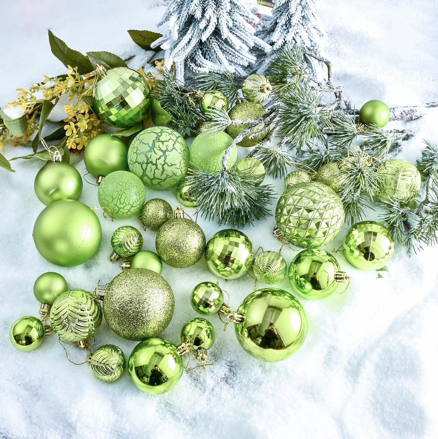 LANGXUN 36pcs Light Green Christmas Tree Decorations Balls, Bolas De Navidad, 2025 Christmas Decor, Indoor Outdoor Shatterproof Christmas Ornaments, Xmars Party Wedding Suppiles