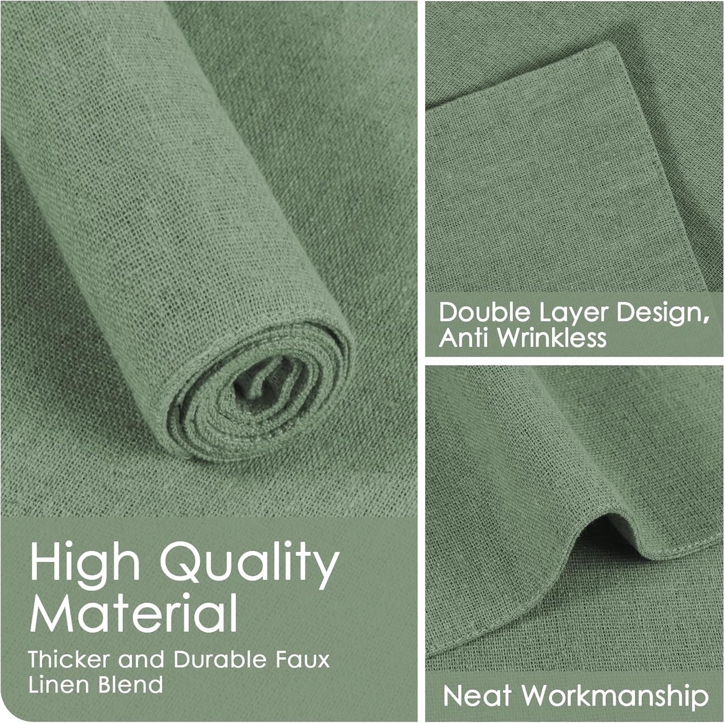 MANSPHIL Sage Green Cloth Placemats Set of 4, Washable Thick Faux Linen Place Mats Heat Resistant Double Layer Table Mats for Dining Kitchen Indoor Outdoor Use - 13x19 Inch