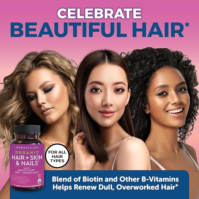 Organic Biotin Vitamins for Hair Skin 5000mcg to 120 Biotin