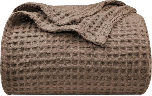 PHF Ultra Soft Waffle Weave Blanket Twin Size 66"x 90"- Washed Lightweight Breathable Cozy Woven Blanket for Bed - Aesthetic Decor for Couch Bedding Sofa Home Car - Cocoa Brown