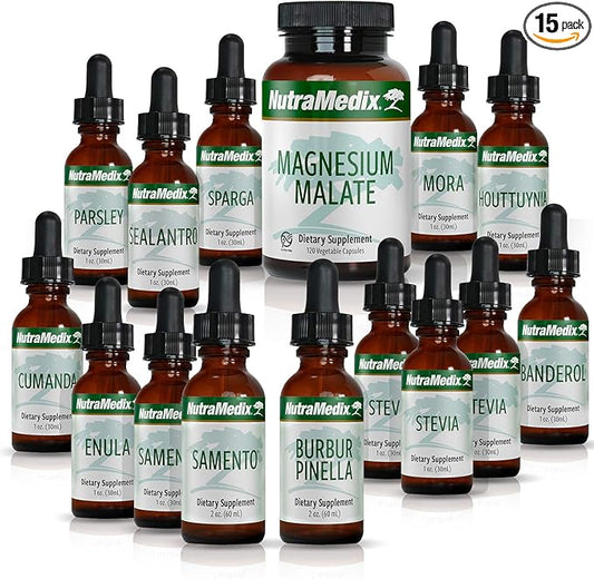 NutraMedix Cowden Support Program Month 6 - Bioavailable Herbal Detox Protocol Including Banderol, Burbur-Pinella, Samento Cat's Claw, Parsley, Houttuynia Tincture, Magnesium & More (15 Piece Set)