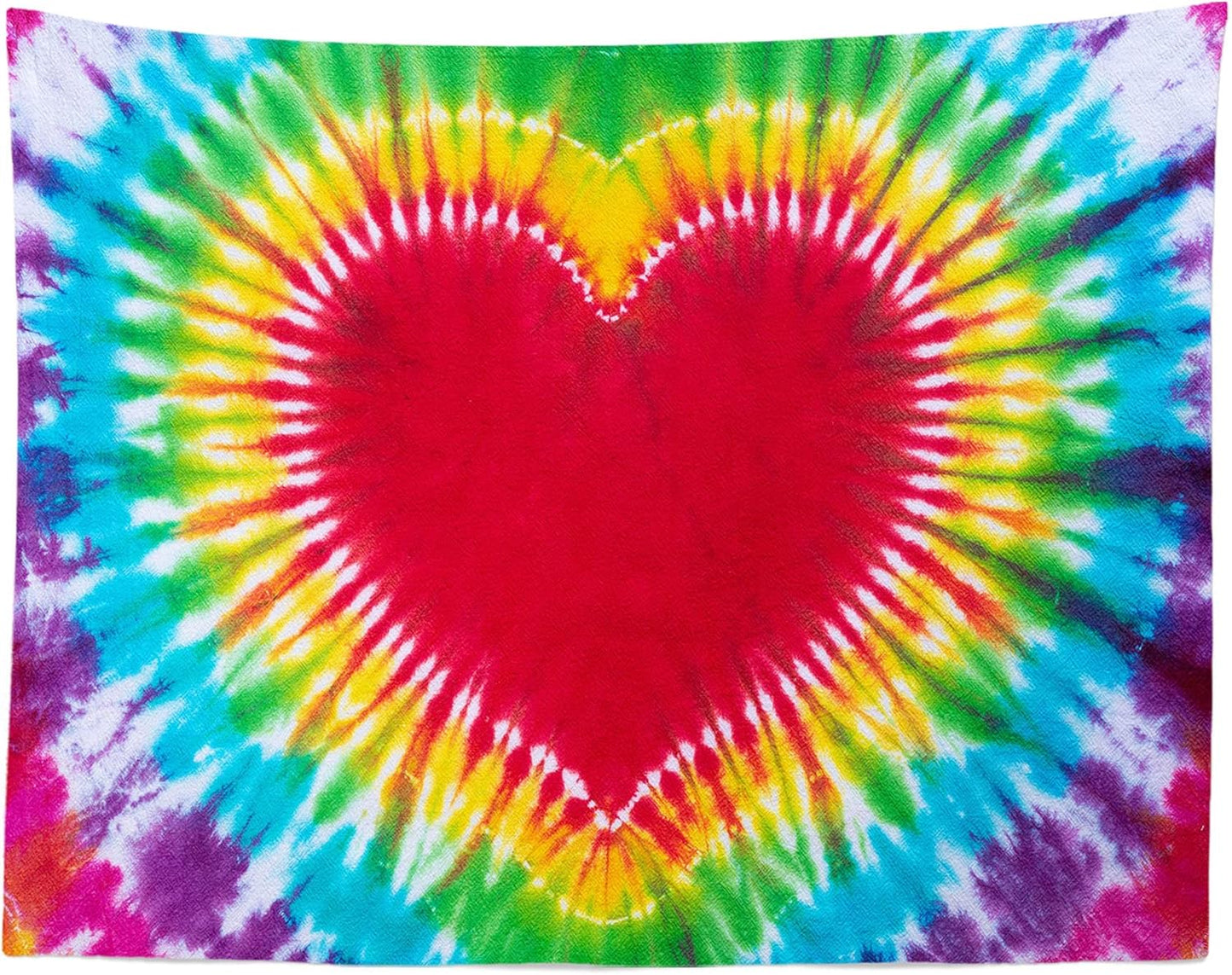 Loccor Colorful Tie Dye Tapestry Rainbow Heart Tie Dye Watercolor Wall Hanging Abstract Hippie Wall Decor LBGT Party Supplies Home Bedroom Living Room Decor W80 xH60 inches