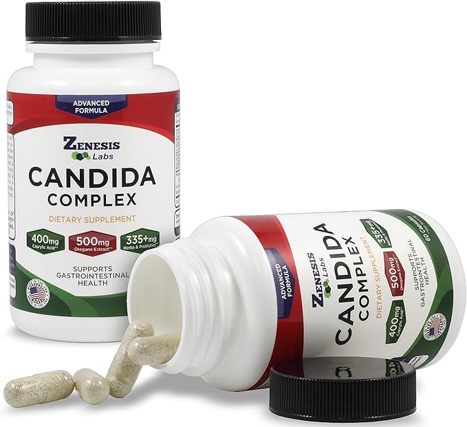 Candida Complex Cleanse Detox Caprylic Acid 180 Capsules, 90 Day (60 Capsules/Bottle)