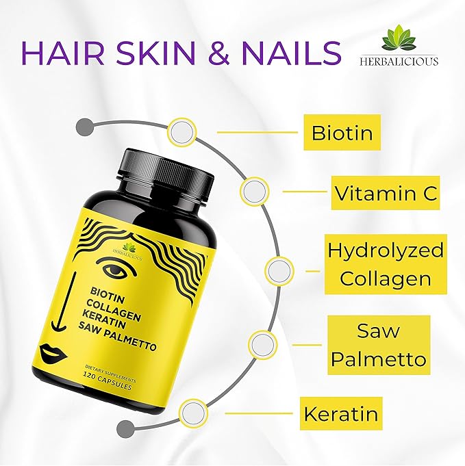 Biotin Vitamins with Collagen, Keratin & 10000 mcg 120 Capsules