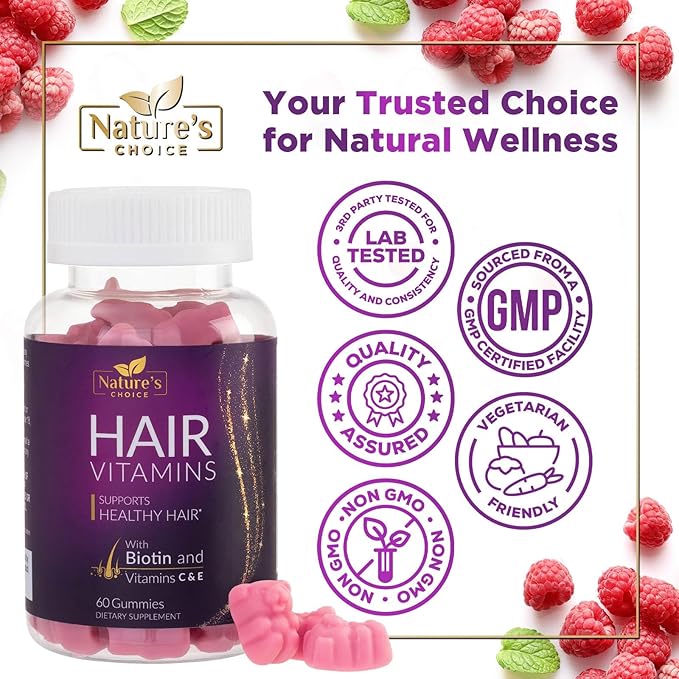 Hair Vitamins Gummies with Biotin 5000 60 Gummy