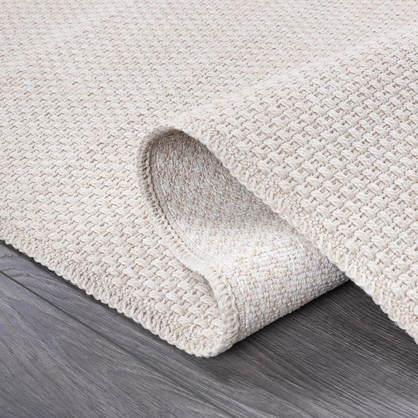 CAMILSON Easy Jute Rug 2x3, Indoor Outdoor Off-White Farmhouse Area Rugs for Living Room and Kitchen Rug, Solid Woven Design, Easy-Cleaning, Washable Outside Carpet Alfombras (2 x 3)