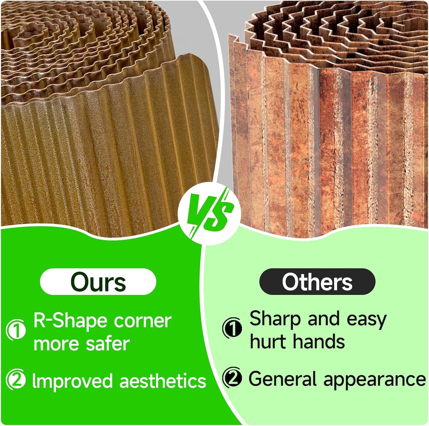 Corrugated Garden Edging, 12"×20Ft Pre-Rusted Landscape Edging & Lawn Edging Border, Metal Garden Border for Flower Beds, Garden，Lawn，Raised Beds & Tree Surrounds