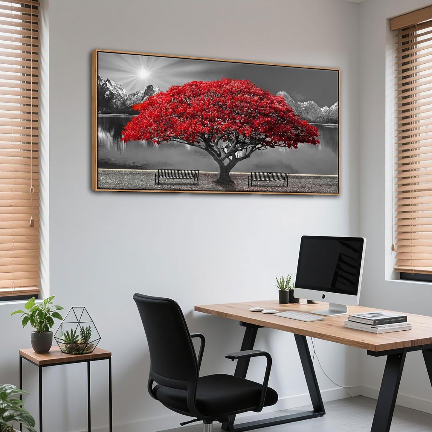 Large Framed Wall Art for Living Room Large Mangrove Landscape Modern Art for Wall Decor Living Room, Bedroom, Office, Home Wall Decor 24x48 inches(With Soild Wood Dark Framed)