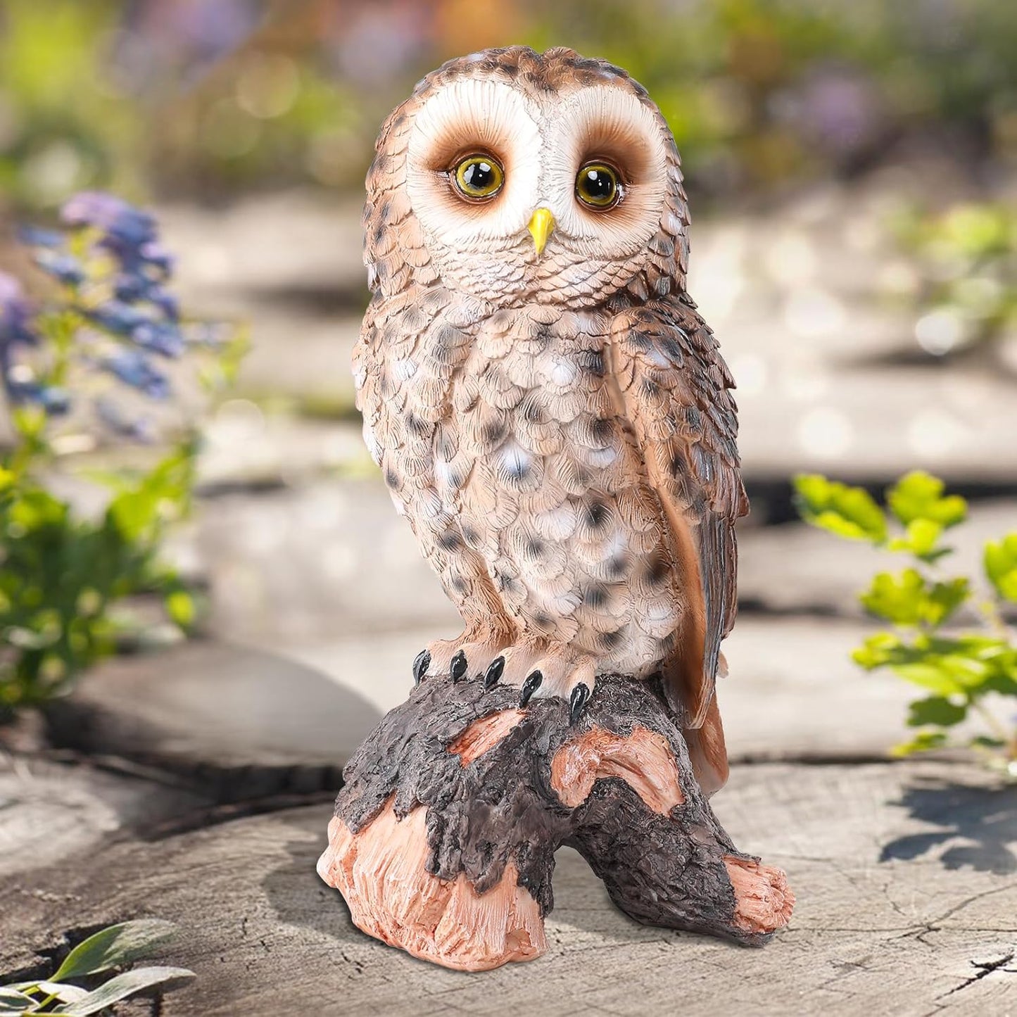 WONDER GARDEN Owl Statue Decor, Outdoor Resin Owl Figurine Sculpture for Home Porch Patio Lawn Yard Decorations or Housewarming Gifts