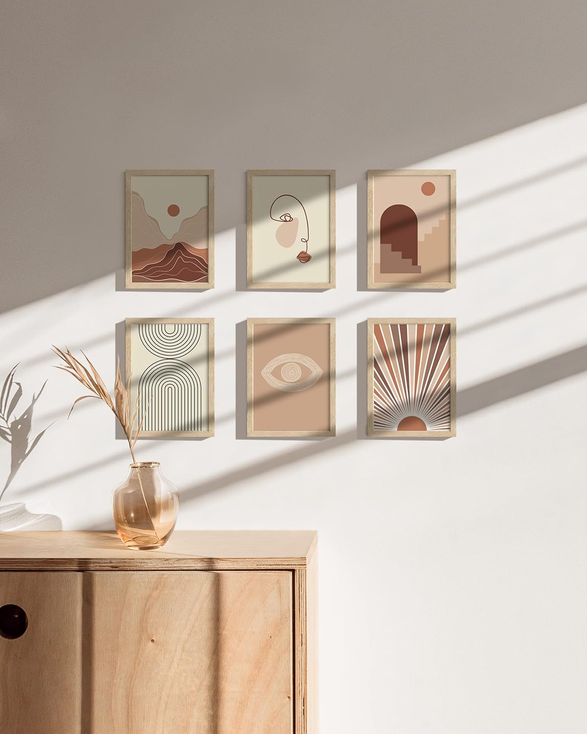 HAUS AND HUES Picture Frame, 5x7 inches, Beige Oak, Set of 6, Natural Wood Picture Frames for Wall Collage