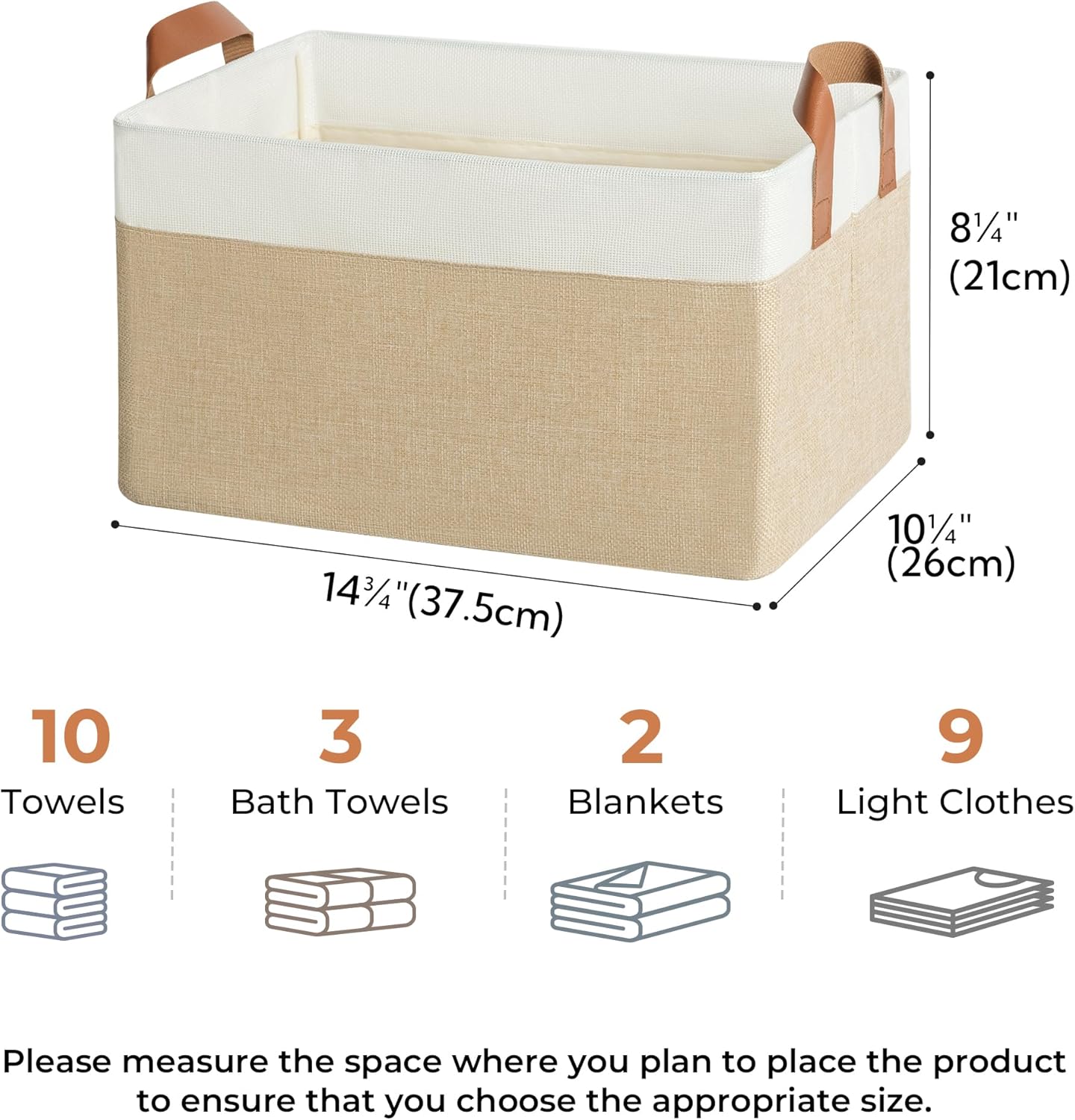 GRANNY SAYS Storage Baskets for Shelves, Closet Organizer Bins, Clothes Storage Bins with Metal Frame, Large Baskets for Organizing and Storage, Collapsible, Khaki, 2-Pack