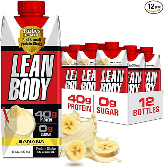 Lean Body Ready-to-Drink Banana Protein Shake, 40g Protein, 0 Sugar, 22 Vitamins 17 Ounce 12) LABRADA