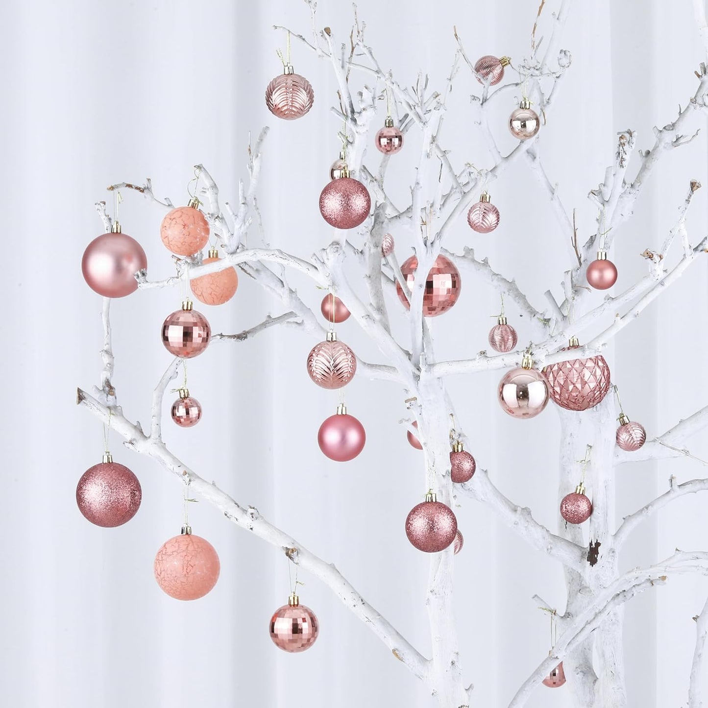 LANGXUN 36pcs Rose Gold Christmas Tree Decorations Balls, Bolas De Navidad, 2025 Christmas Decor, Indoor Outdoor Shatterproof Christmas Ornaments, Xmars Party Wedding Suppiles