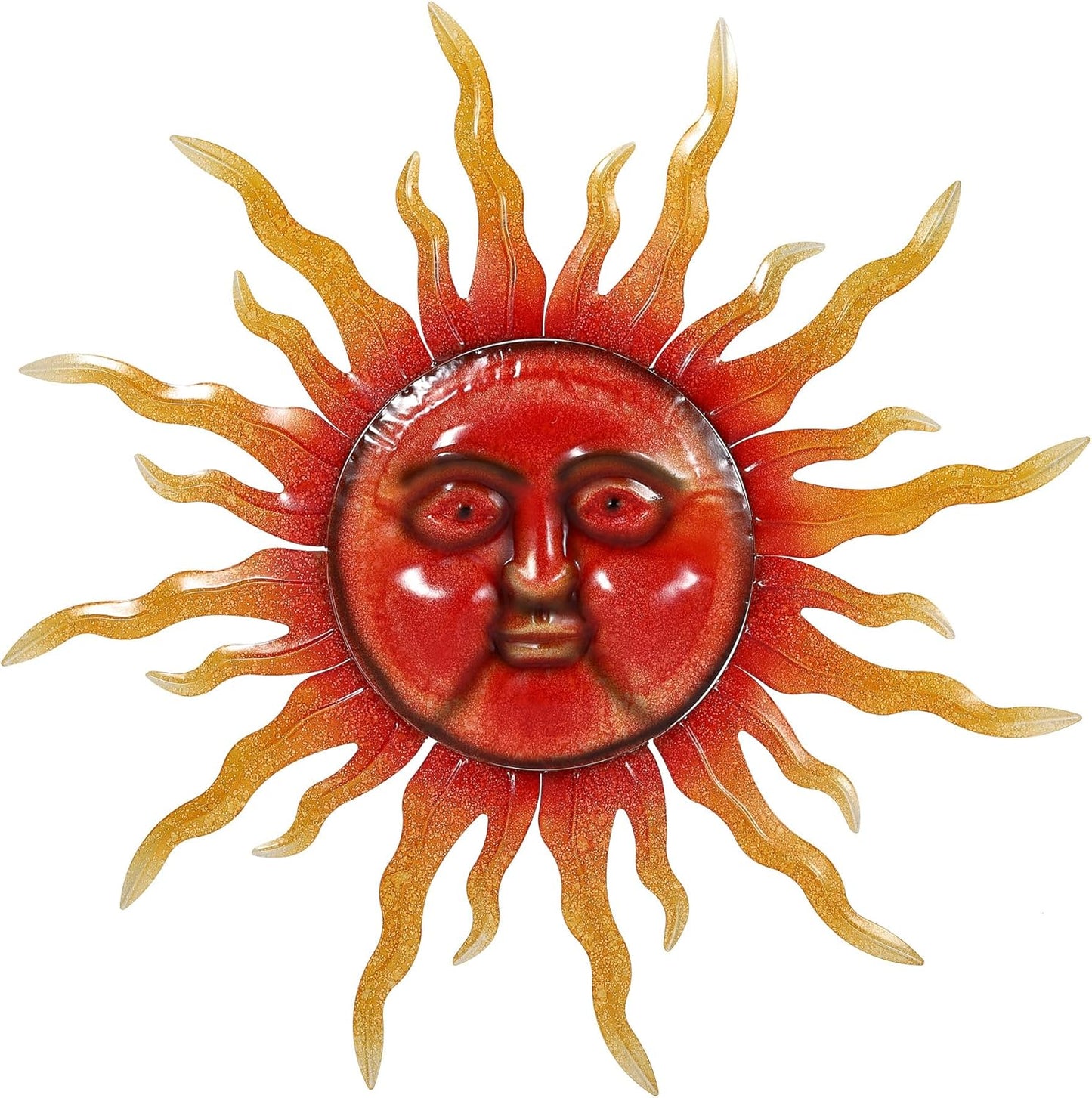 TICKCACY 33" Metal Sun Wall Art Decor, Large Sun Face Wall Art Decoration for Indoor Outdoor, Metal Wall Hanging for Living Room Bedroom Farmhouse Yard Fence Patio Garden