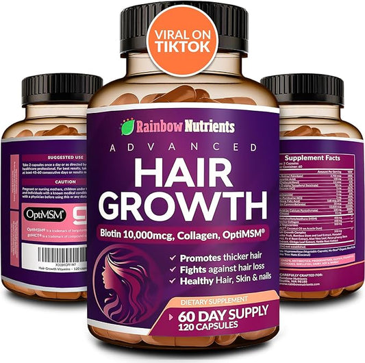 Hair Growth Vitamins for Women 10,000mcg, Collagen, 60 Day
