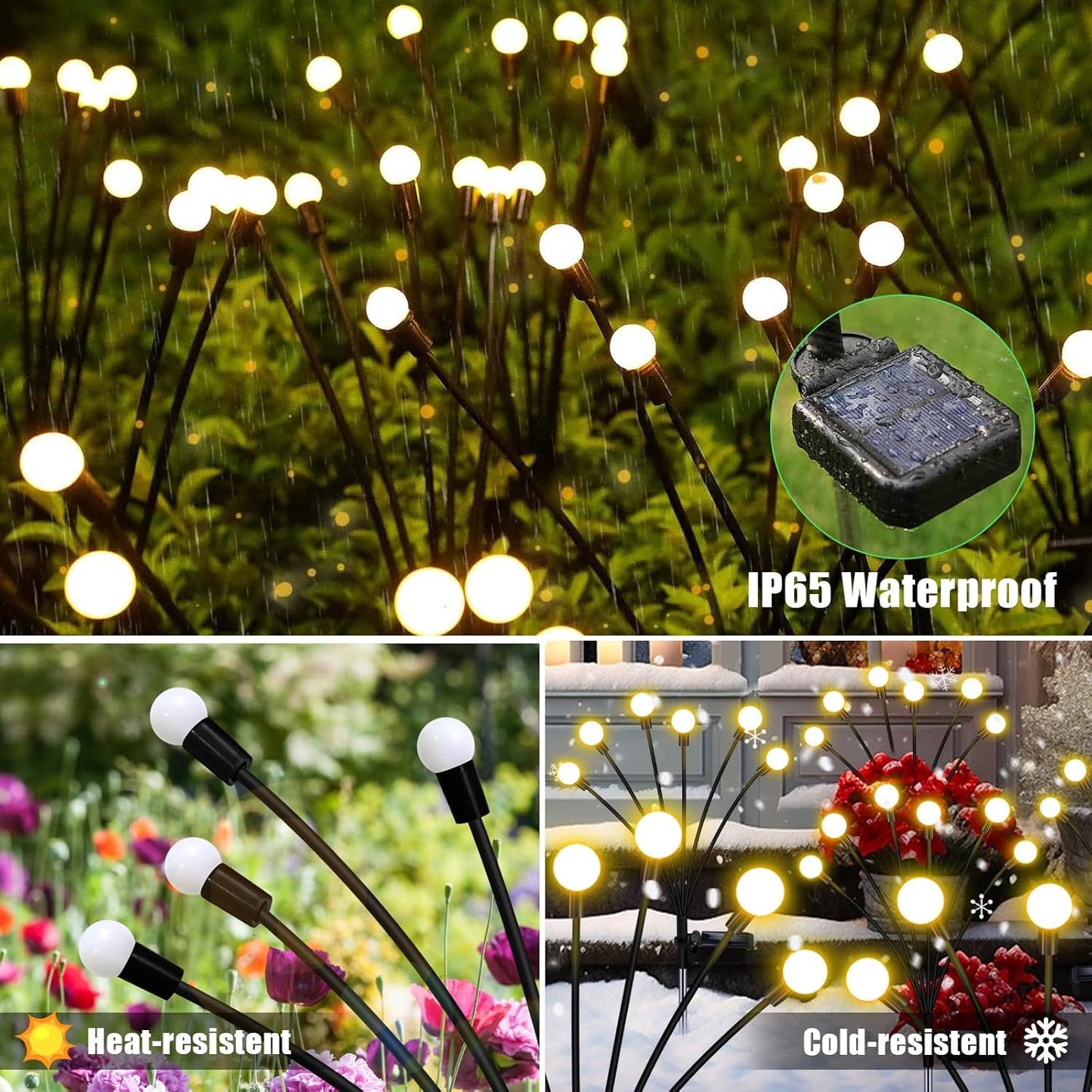 Solar Garden Lights Outdoor, 10 Pack 60LED Waterproof Solar Powered Lights for Yard Pathway Patio, Swaying Lawn Decor as Gardening Gifts for Women Holiday