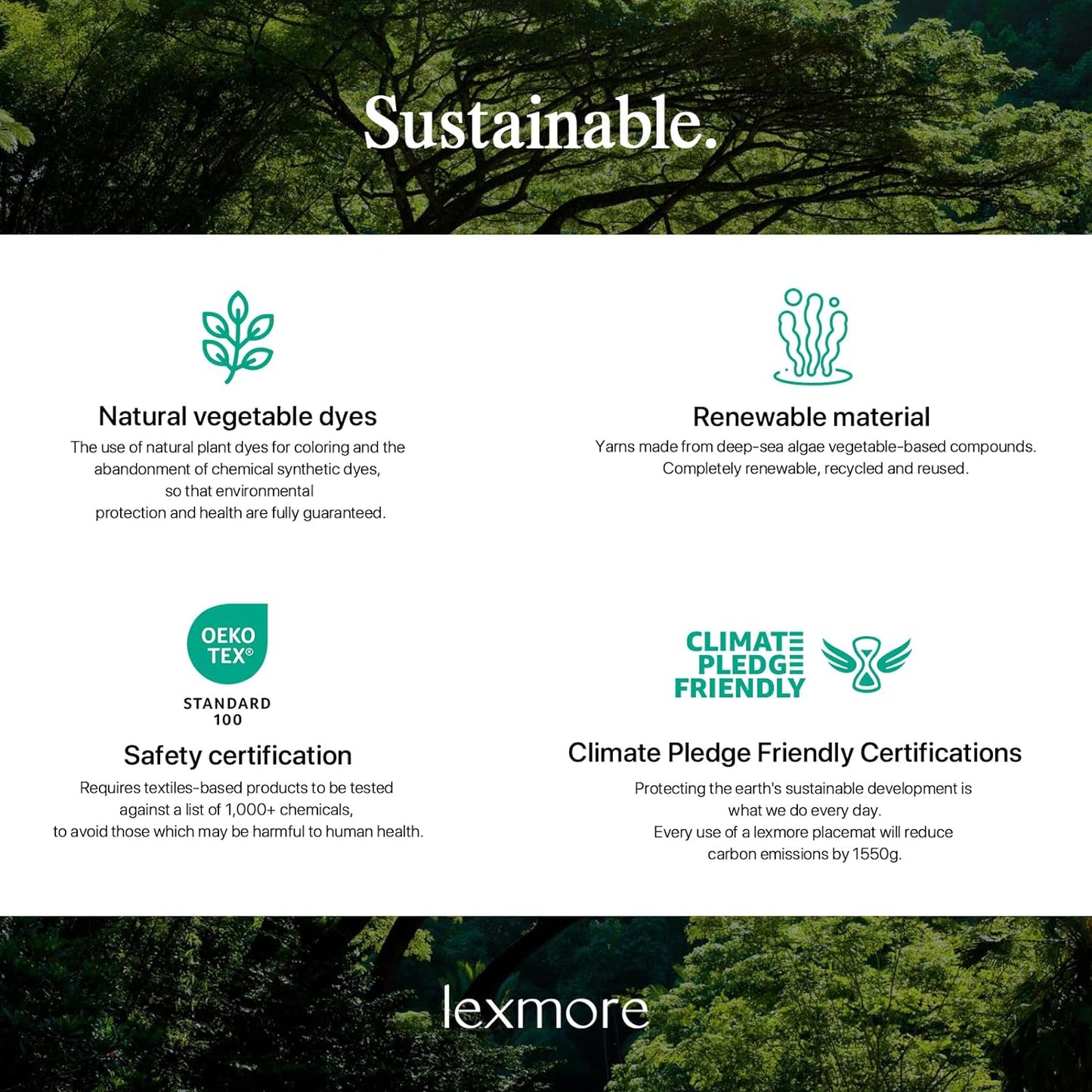 LEXMORE Placemats Set of 6 Vinyl/Plastic Woven Place Mats for Kitchen Table Indoor/Outdoor Washable Placemat Wipeable Dining Table Mats(Pea Green)