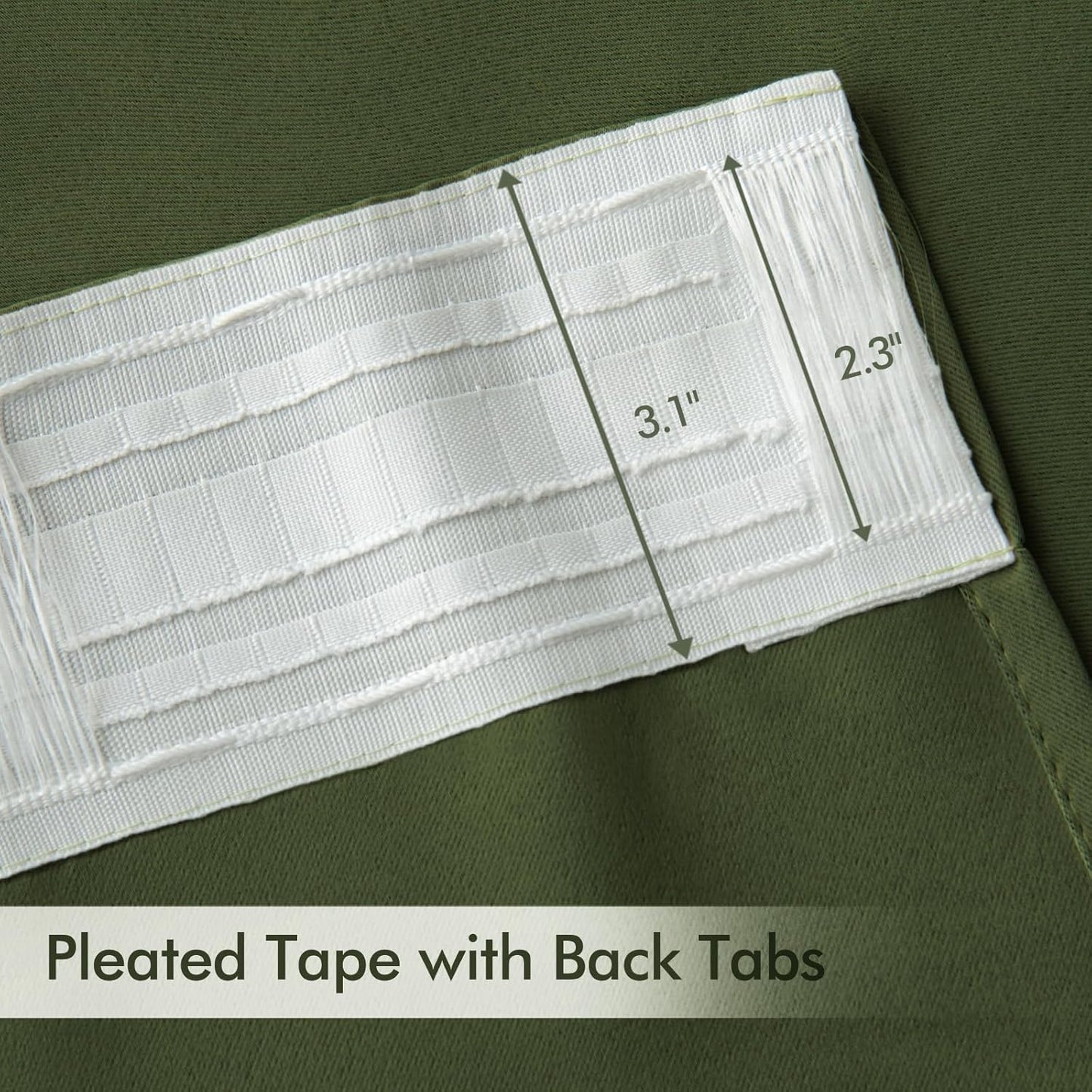MIULEE Olive Green Back Tab Blackout Curtains 90 Inches Long 2 Panels Set for Living Room Bedroom Privacy, Rod Pocket/Pinch Pleat Thermal Insulated Room Darkening Pleated Light Blocking Drapes