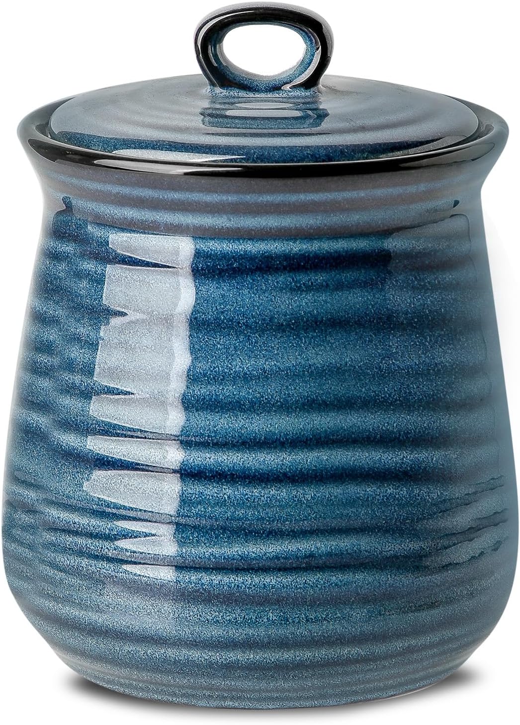 Hasense Ceramic Food Storage Jar with Airtight Seal Lid, 35 Ounce Kitchen Canister Container for Cookie, Ground Coffee, Pasta, Cereal, Flour, Sugar, Rice, Seasoning and Pet Treat, Navy