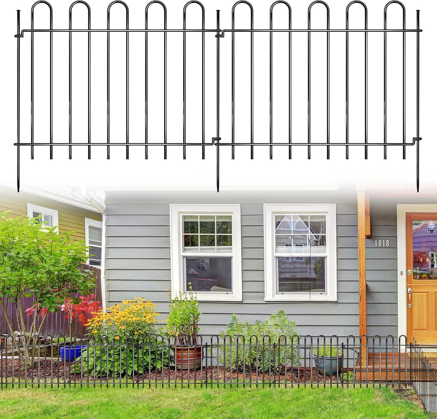 26 Panels Decorative Garden Fence, 37ft X 20in Rustproof Metal Animal Barrier Fence, No Dig Fence Garden Fence, Arched Flower Bed Edging Ornamental Wire Border Fencing for Outdoor Yard, Patio Decor