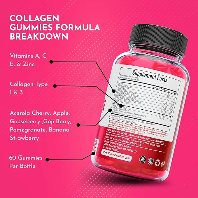 Collagen Gummies For Women 1 & 3, Vitamins 60 Collagen