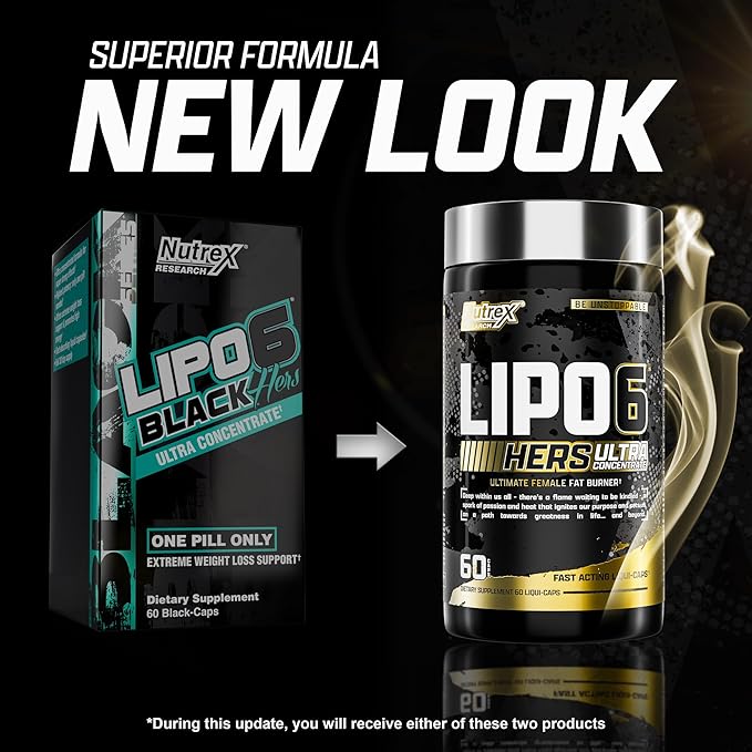 Nutrex Research Lipo-6 Black Hers Ultra Concentrate | Weight Loss Pills for Women | Fat Burner, Appetite Suppressant, Metabolism Booster for Weight Loss + Hair, Skin, & Nails Support | 60 Diet Pills