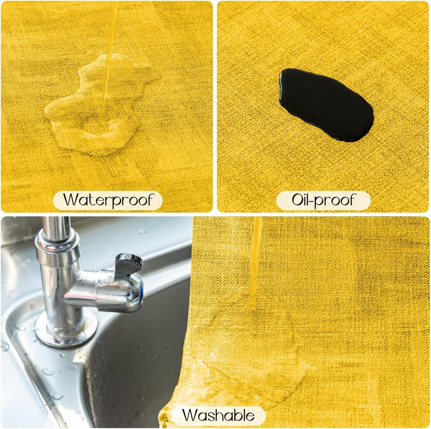 Romanstile Reversible Vinyl Placemats Set of 8, Faux Leather 100% Waterproof Oil-Proof Wipeable Place Mats, Heat Resistant Dual Sided Table Mats for Kitchen/Dining/Party (Grey Yellow, 12 x 17 Inch)