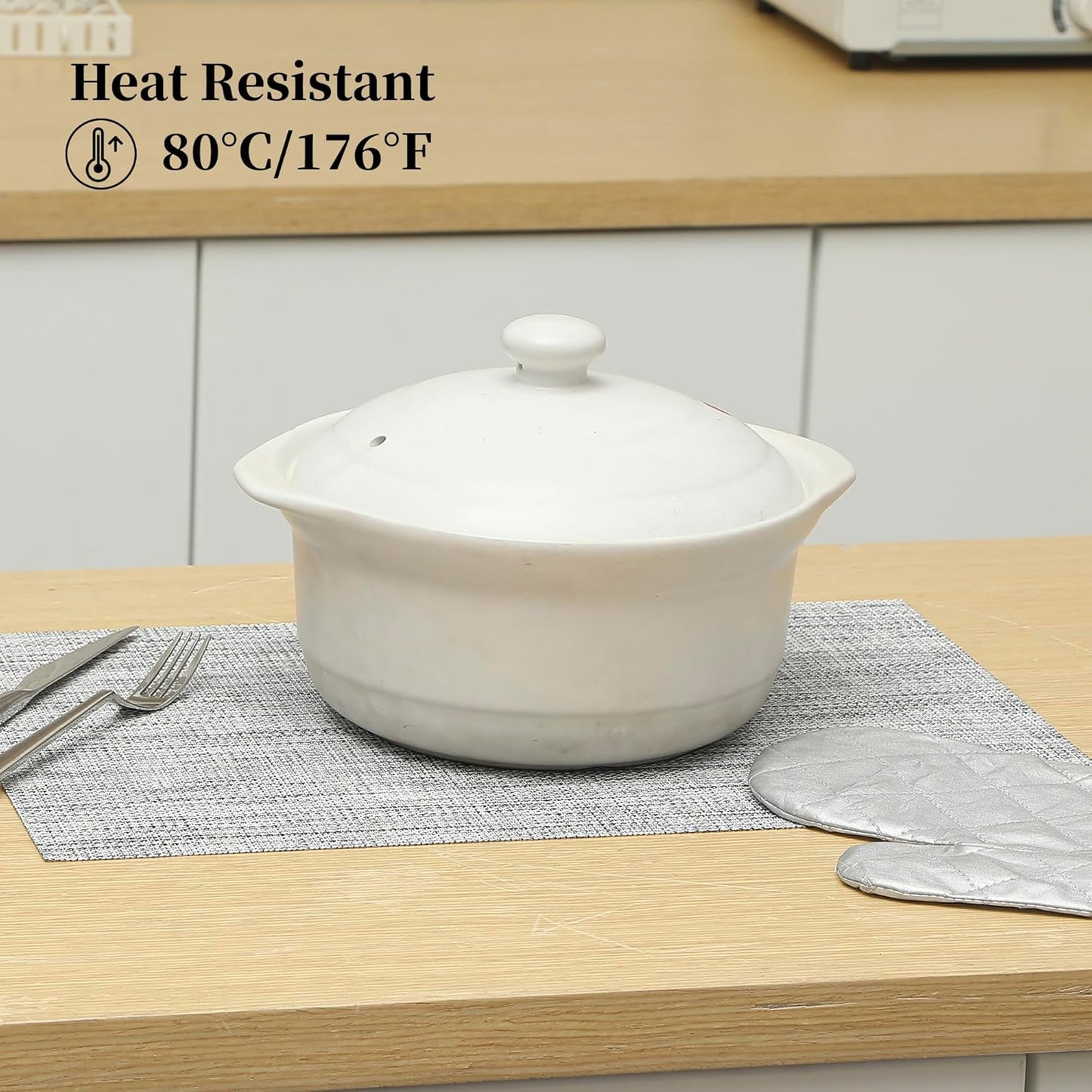 Leetaltree Linen Grey Placemats Set of 4 - Heat Resistant Non-Slip Place mats for Dining Table, Washable Durable PVC Vinyl Woven Table Mats（Linen Grey, 4）