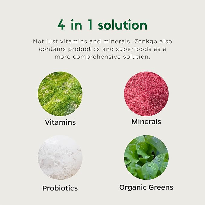 Zenkgo Multivitamins + Organic Whole Foods+Probiotics B6, B12, B12, Vegan D3, K2 K2 (MK-7), (MK-7), Folate, Superfoods(60Ct/30Day)