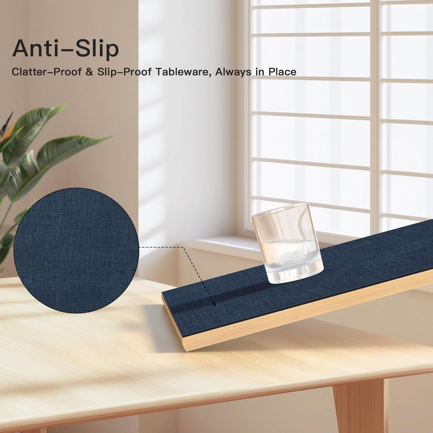 DOLOPL Placemats Set of 6, Reversible Wipeable & Heat Resistant Place Mats, Modern Faux Leather Table Mats for Kitchen, Neutral Waterproof Tablemats for Dining Table Decor, Wedding, Party(Navy Blue)