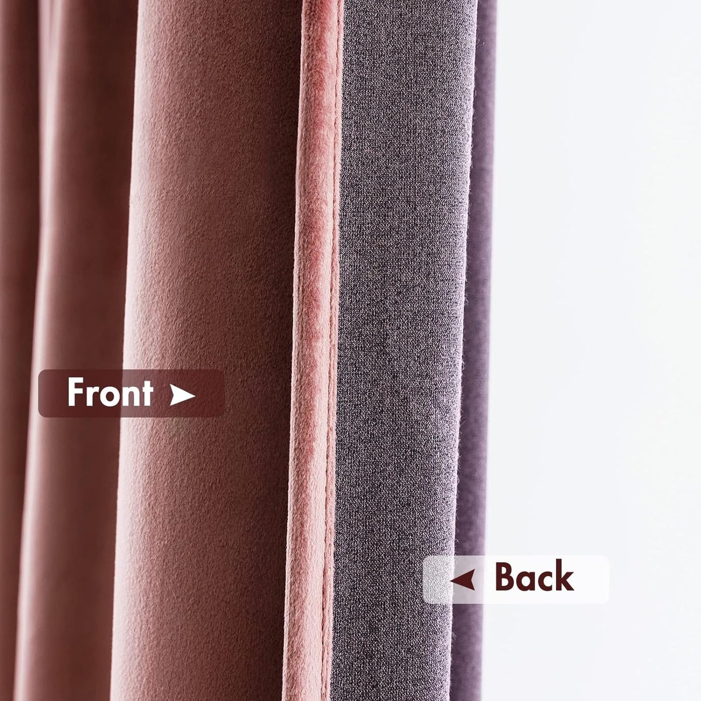 MIULEE Dusty Rose Pink Velvet Curtains Thermal Insulated Blackout Curtain Drapes for Bedroom Living Room Darkening 120 Inches Long Curtains Panels Rod Pocket Set of 2