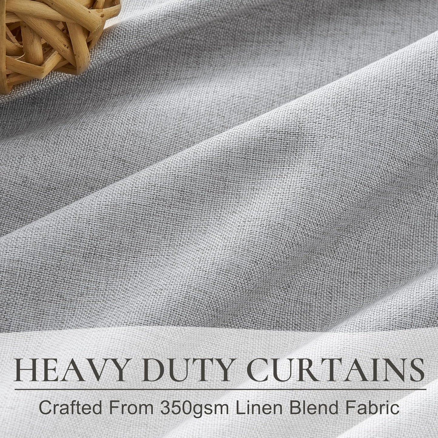 Light Grey Black Out Curtains 96 Inch Long for Living Room, Pinch Pleated Flax Linen Modern Insulated Drapes with Hooks Bedroom Curtain 2 Panels Set Soundproof Privacy Windows (40"Wx96"Lx2 Light Gray)