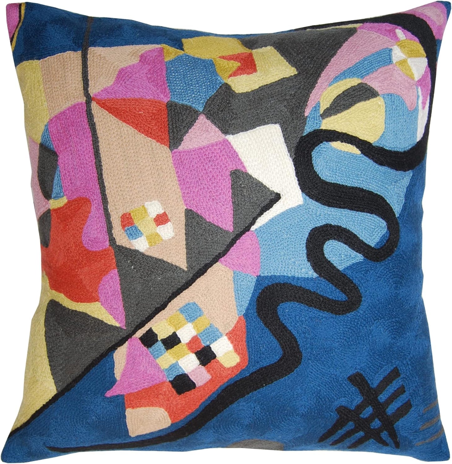 Wool Cotton Blend Abstract Flow Plush Pillow Cover - 18x18, Indoor and Outdoor