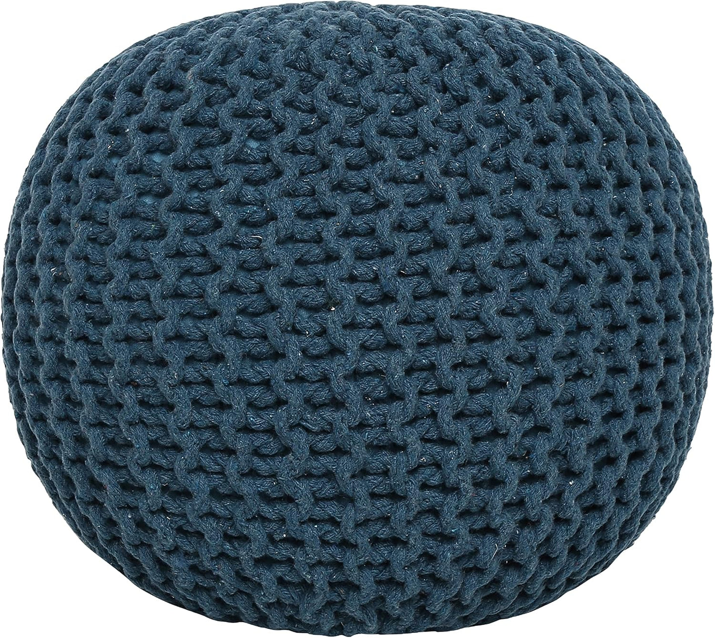 REDEARTH Round Pouf Bean Bag Ottoman - Foot Stool Hand Knitted - Home Decor Pouffe Stuffed - Cable Boho Poof Beanbag Footrest for Living Room - Nursery - Bedroom - Patio (19.5"x19.5"x14") - Teal