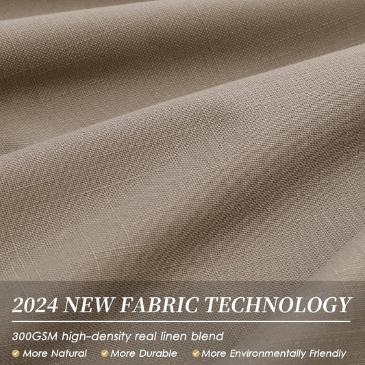 BOODII 100 Inch Blackout Curtains 2 Panels Set Back Tab Thermal Insulated Light Brown Linen Textured Black Out Curtains Noise Reducing Neutral Living Room Darkening Window Drapes Pleated Look 52x100