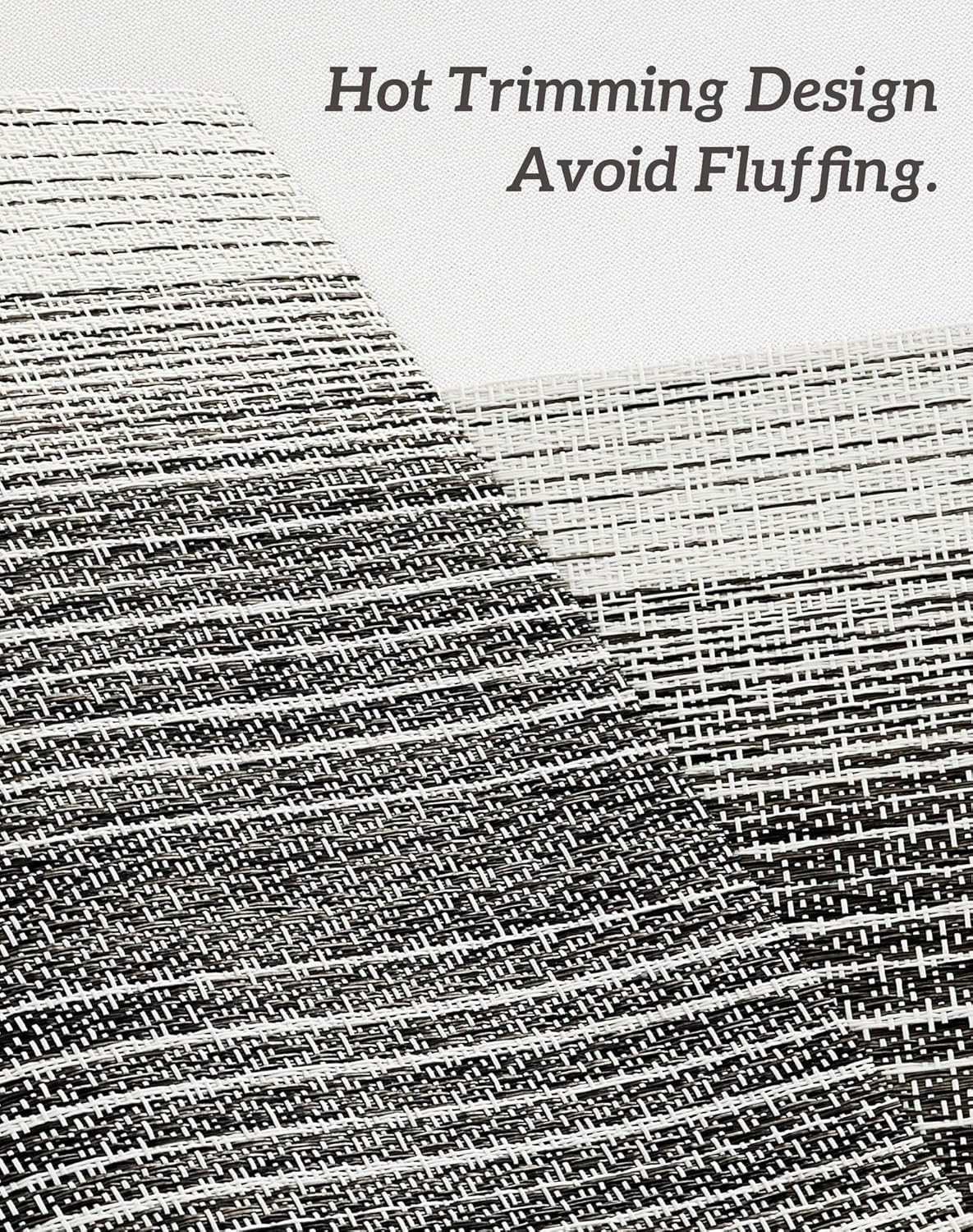 Leetaltree Black with White Woven Placemats Set of 12 - Heat Resistant Non-Slip Place mats for Dining Table, Washable Durable PVC Vinyl Woven Table Mats(Black with White, 12)