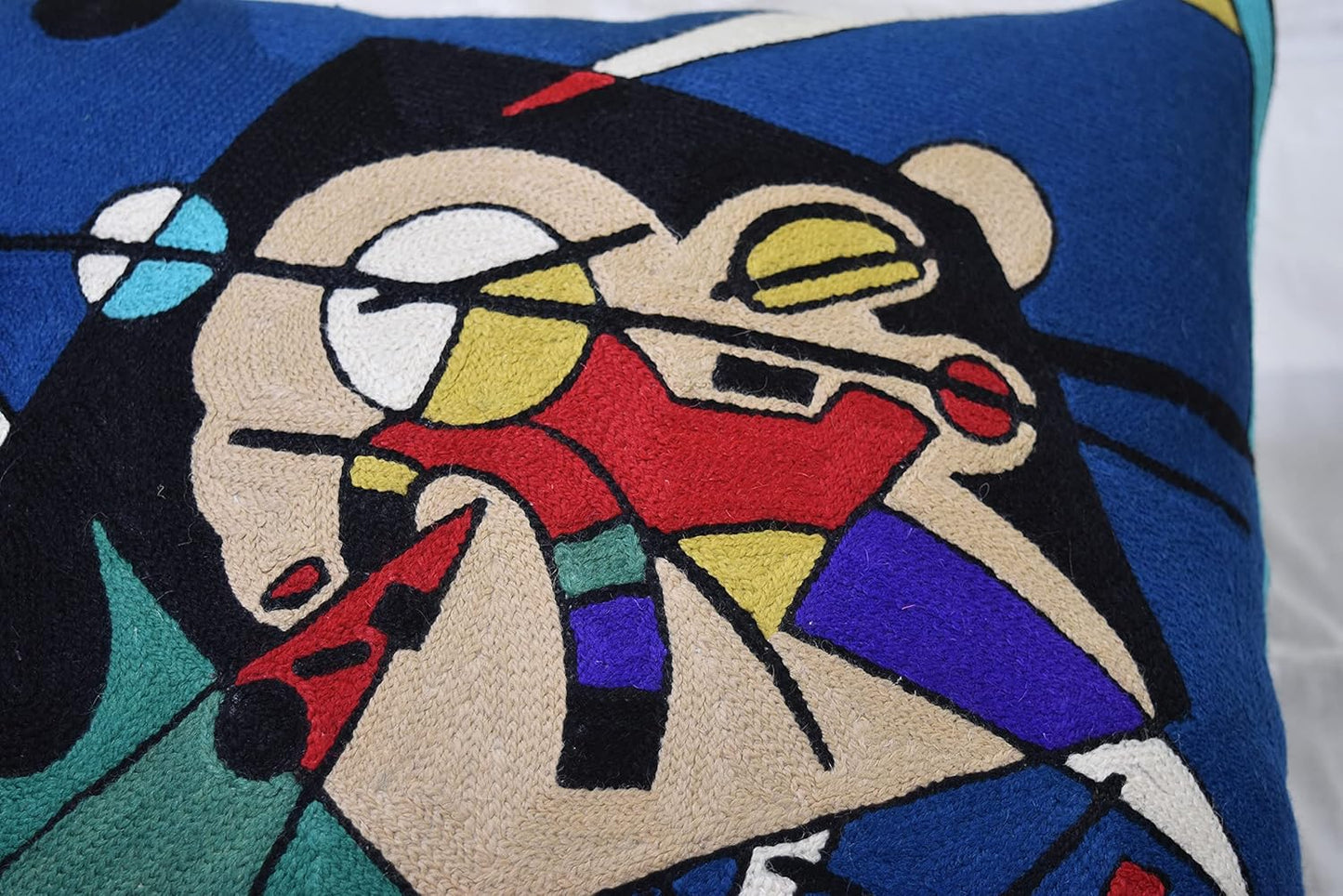 Kandinsky Modern Pillow Cover - Blue Harmony | Abstract, Contemporary, Mid Century Chair Cushion | Handmade Wool Size 18x18