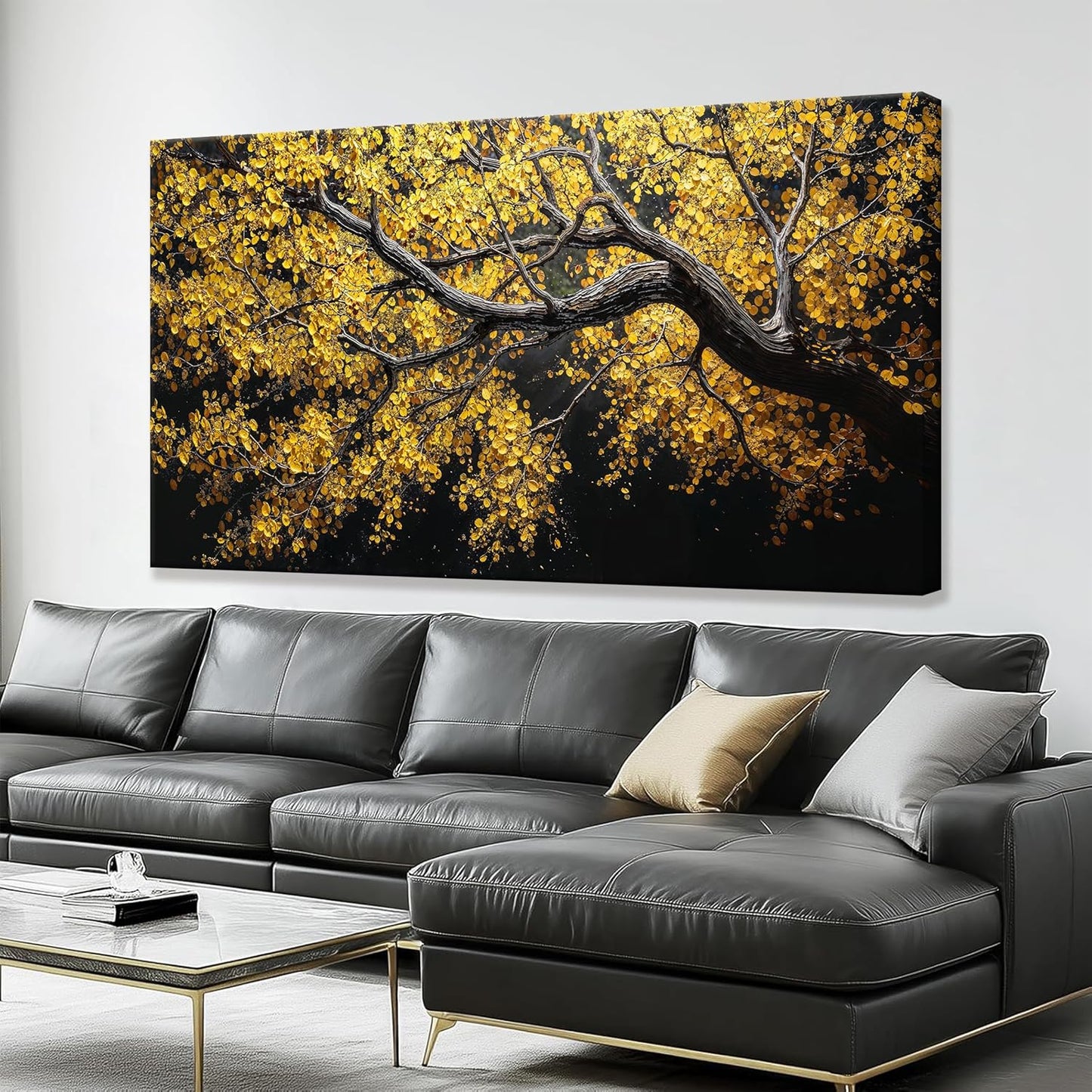 Canvas Wall Art Decor Painting Gold Tree Plants Abstract Wall Decor Botanical Modern Wall Art Print Paintings Decorations Artwork Pictures For Bedroom Living Room Home Office Artwork 20"×40"