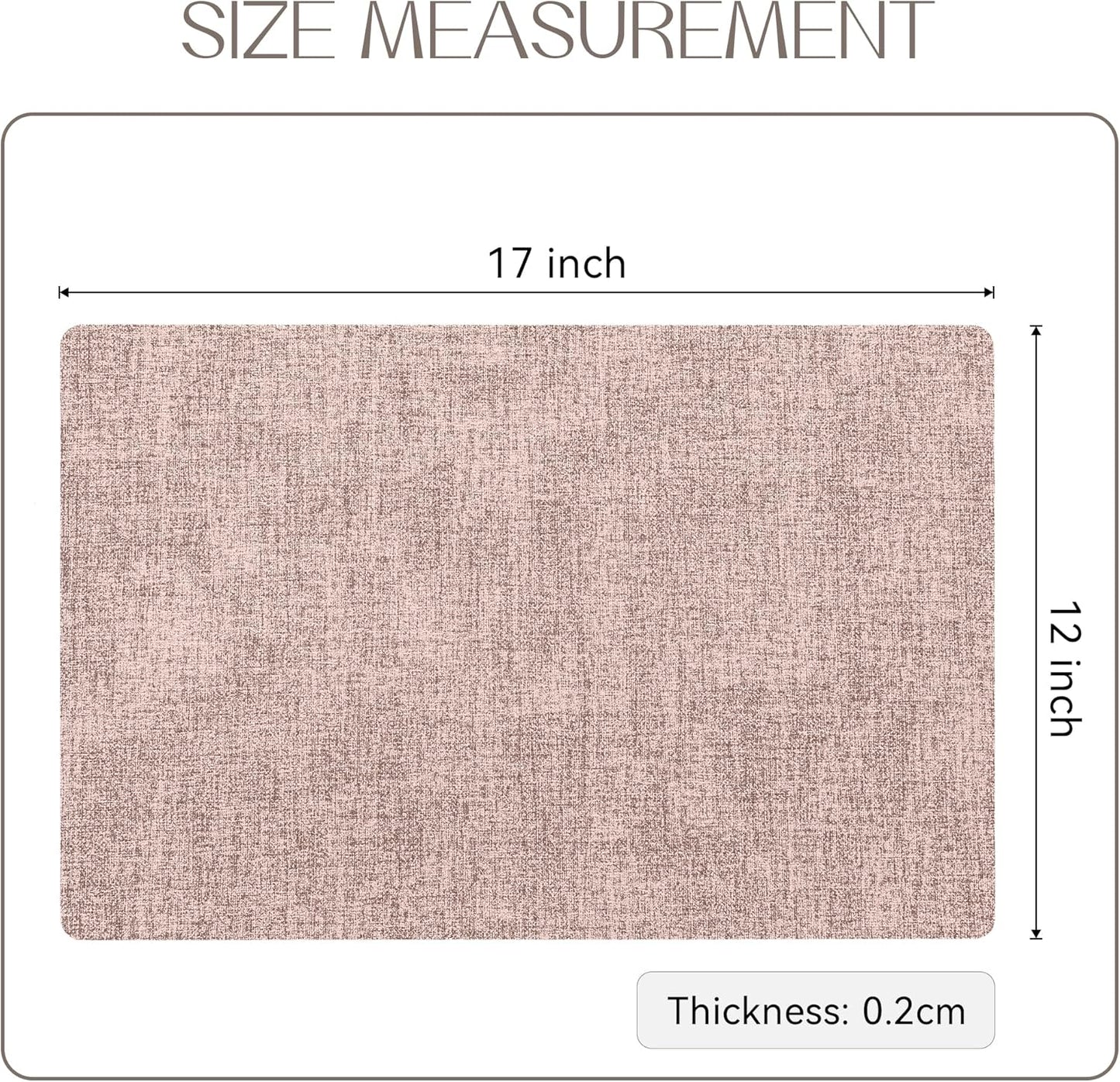 Romanstile Vinyl Placemats Set of 8-12 X 18 Inch - Heat Resistant Place Mats 100% Waterproof Oilproof Wipeable Reversible Faux Leather Table Mats for Kitchen/Dining/Party/Outdoor, Pink