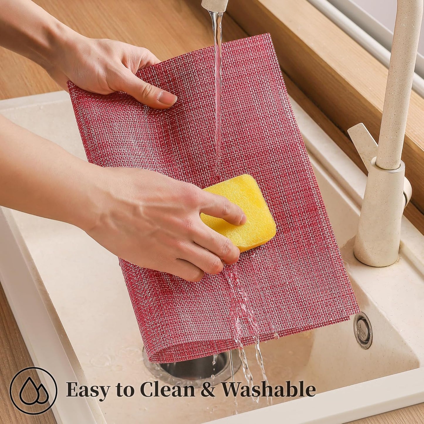 Leetaltree Red Placemats Set of 12 - Heat Resistant Non-Slip Place mats for Dining Table, Washable Durable PVC Vinyl Woven Table Mats（Red, 12）