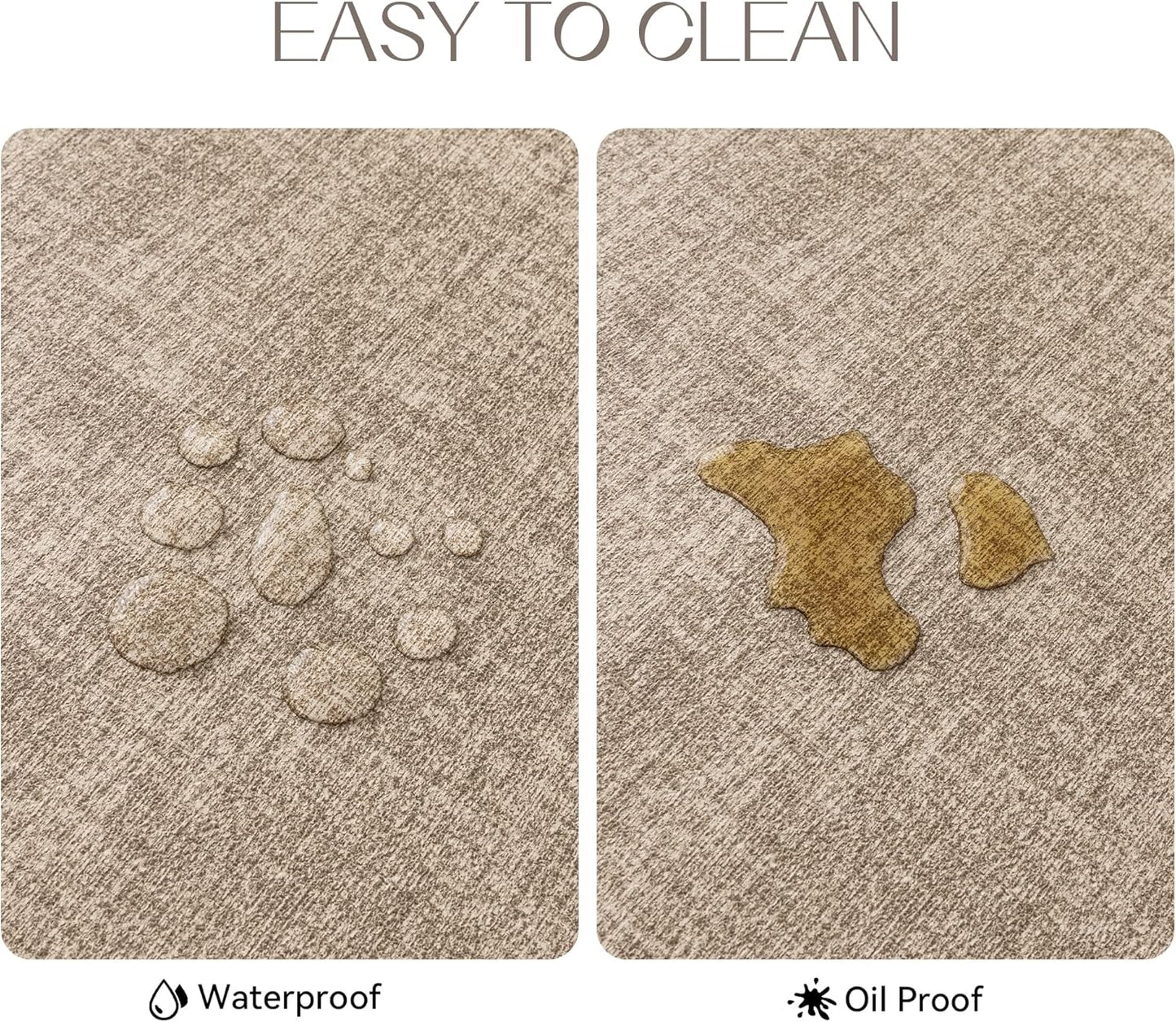 Romanstile Vinyl Placemats Set of 6-12 X 18 Inch - Heat Resistant Place Mats 100% Waterproof Oilproof Wipeable Reversible Faux Leather Table Mats for Kitchen/Dining/Party/Outdoor, Khaki