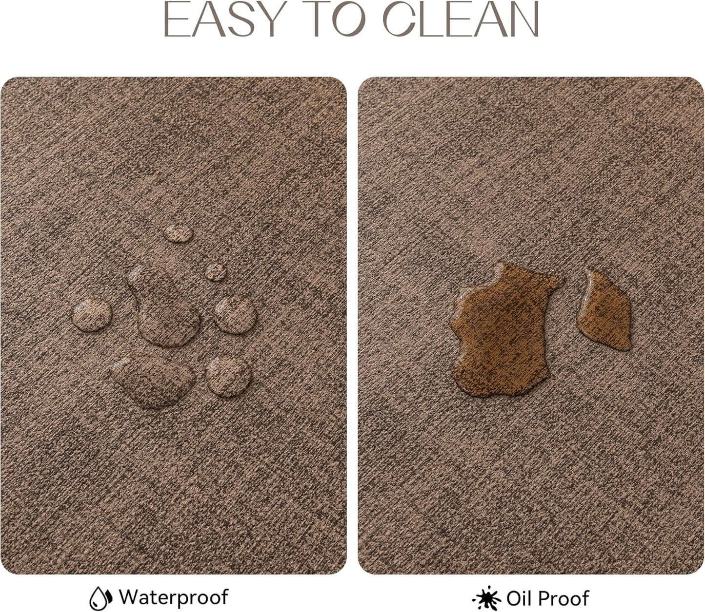 Romanstile Vinyl Placemats Set of 8-12 X 18 Inch - Heat Resistant Place Mats 100% Waterproof Oilproof Wipeable Reversible Faux Leather Table Mats for Kitchen/Dining/Party/Outdoor, Brown