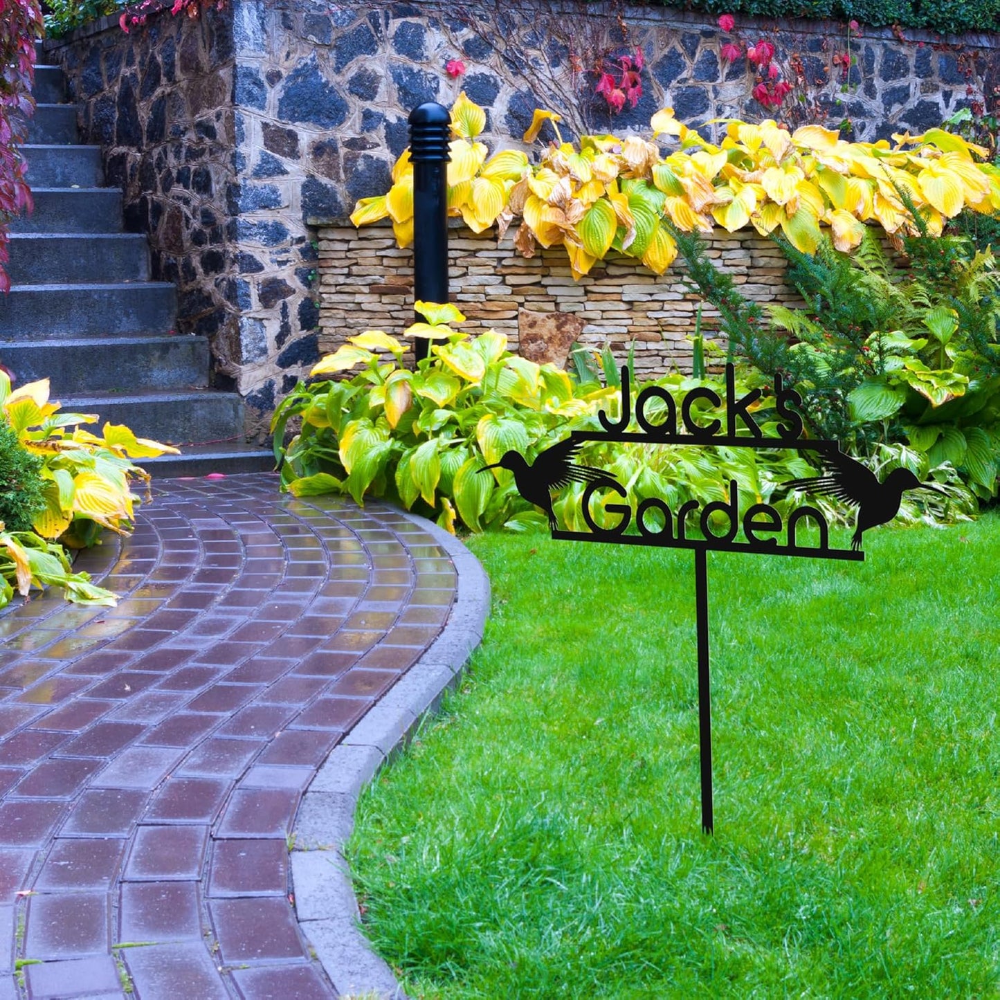 Personalized Metal Garden Sign with Stake, Custom Garden Decor for Outdoor, Custom Family Name Sign, Patio Decorations, Lawn Art, Farmhouse Decorative, Housewarming Gift (CstmDesign9)