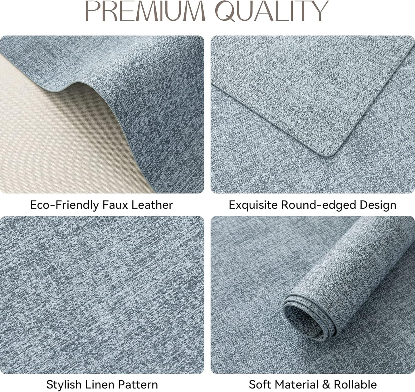 Romanstile Vinyl Placemats Set of 6-12 X 18 Inch - Heat Resistant Place Mats 100% Waterproof Oilproof Wipeable Reversible Faux Leather Table Mats for Kitchen/Dining/Party/Outdoor, Sky Blue