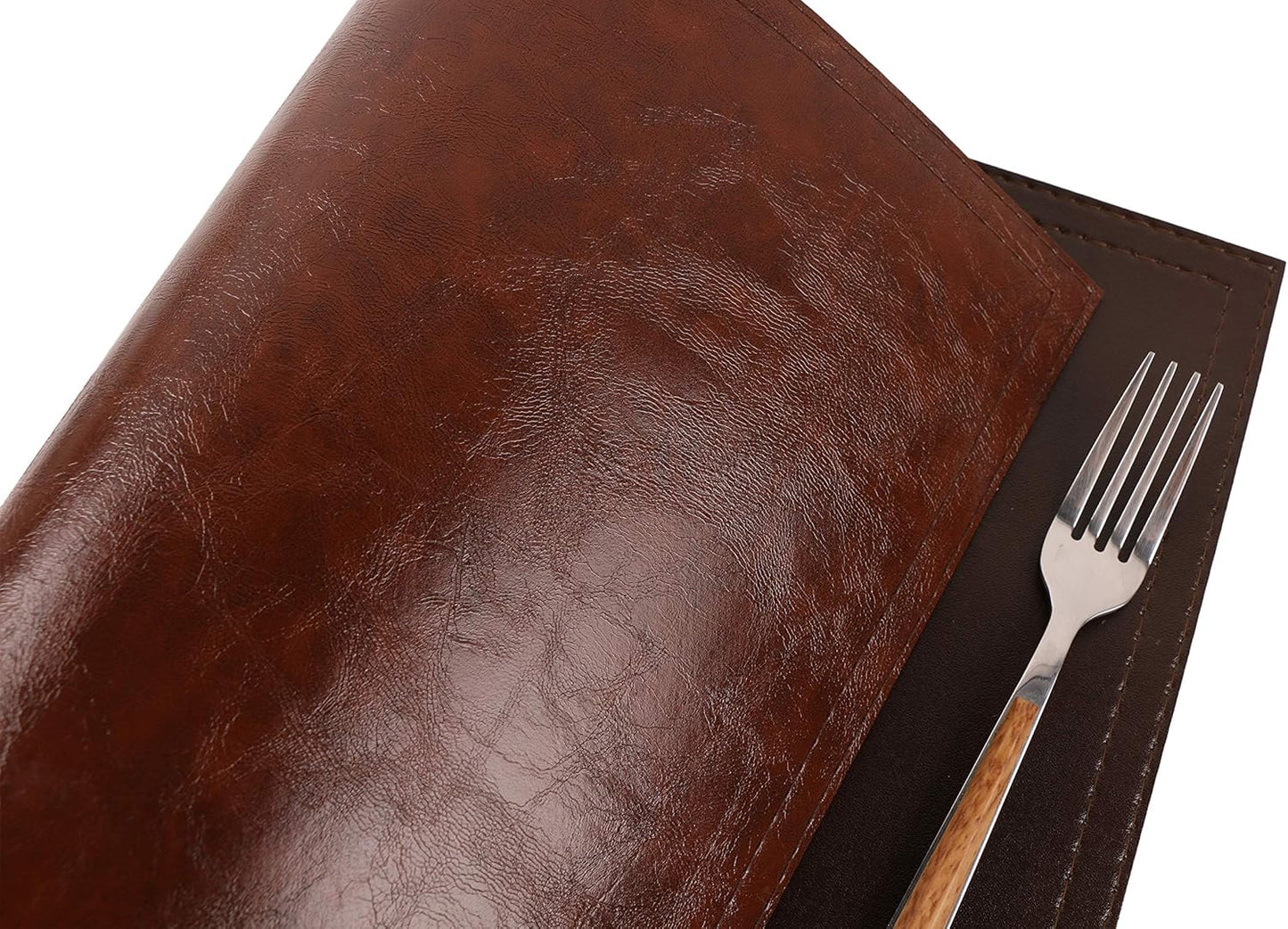 Waterproof PU Placemats, Faux Leather Dining Table Mat, Set of 4, Easy to Wipe Off Scrub Vinyl Mat, Heat & Stain Resistant for Office Conference Table, Home Decor