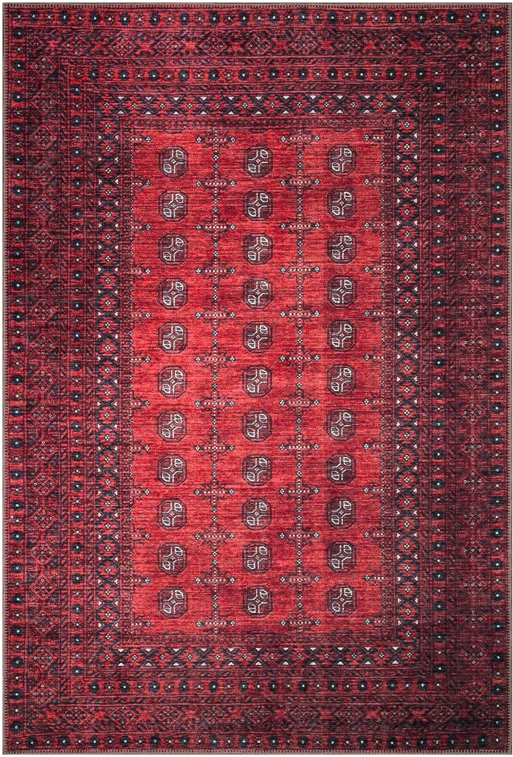 Keen Home Design 8x10 Rug - Machine Washable Area Rug with Non-Slip Backing, Ideal for Living Room, Dining Room, Bedroom - Vintage, Easy Clean, Durable, Low Pile Rug - (8' x 10')