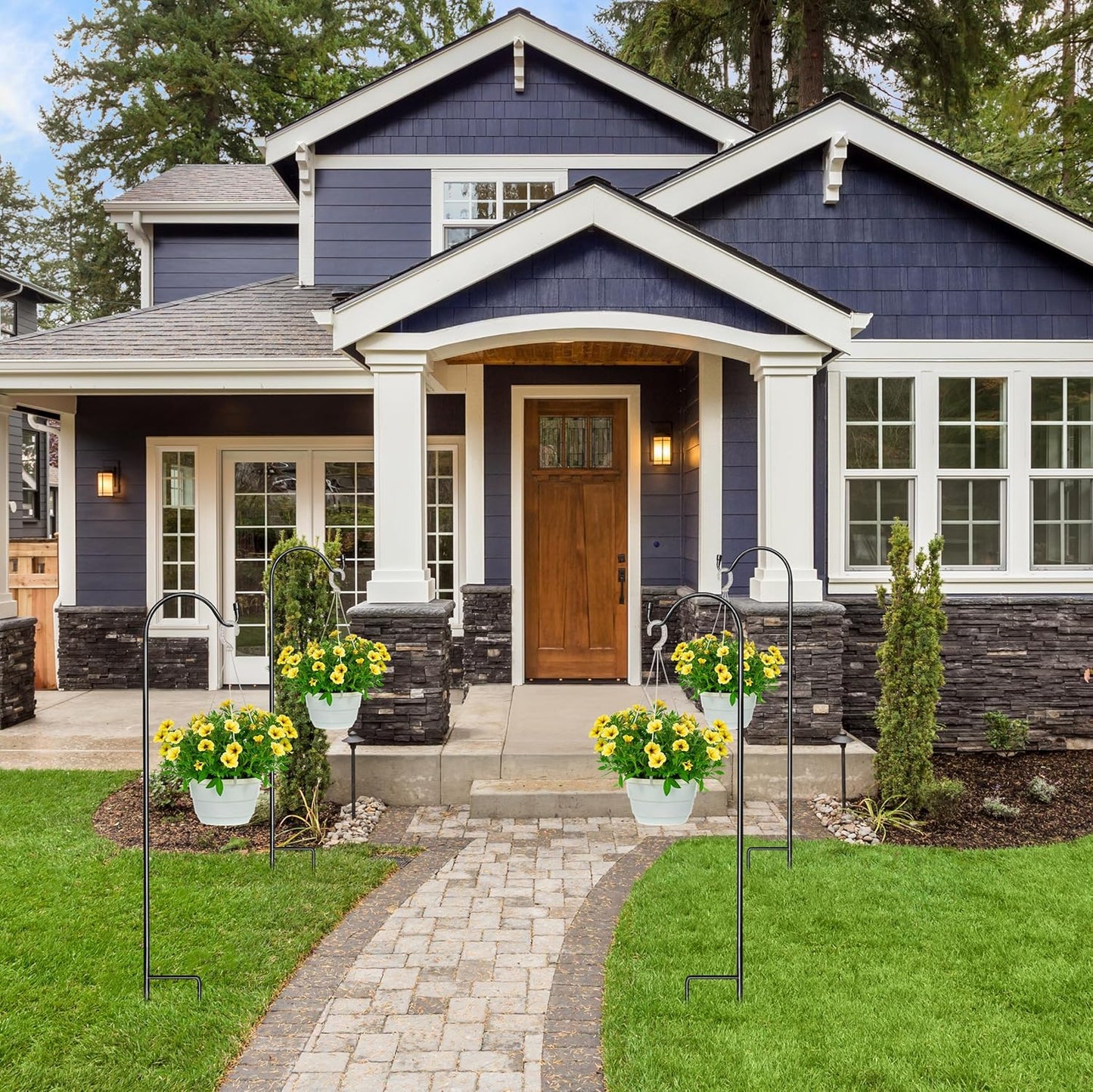 Sorbus Shepherds Hooks for Outdoor - Set of 6 Extendable Garden Planter Stakes for Bird Feeders, Outdoor Décor, Plants, Lights, Lanterns, Flower Baskets, and More! Heavy Duty - Up to 6.5 Lbs. (6 Pack)