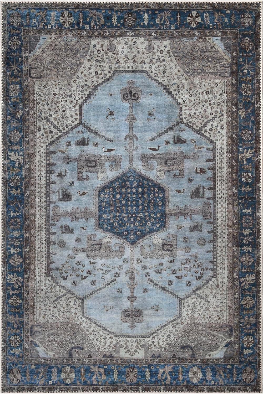 Keen Home Design 10x14 Rug - Machine Washable Area Rug with Non-Slip Backing, Ideal for Living Room, Dining Room, Bedroom - Vintage, Easy Clean, Durable, Low Pile Rug - (9'7" x 14')