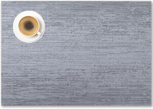 Placemats Set of 6 - Easy Clean Woven Vinyl Placemat for Dining Table, Indoor/Outdoor Place Mats, Washable PVC Table Mats（Gray）